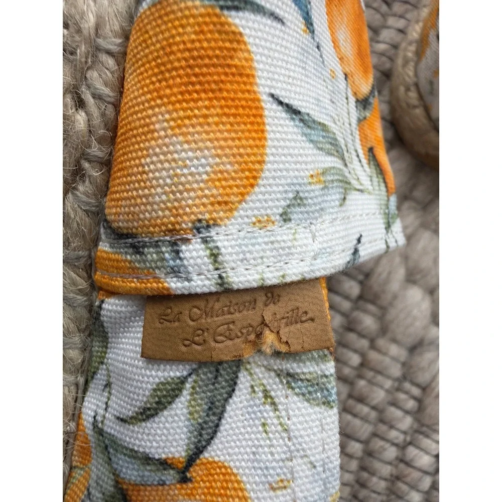Artisanat Francais Espadrille‎ Flats Women 38 7.5 Orange Citrus Print Canvas